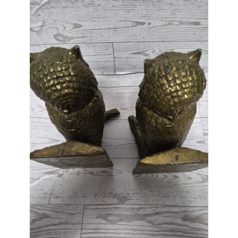 Set Of 2 Book Ends Brass Stamped HAMPTON VA. On Back Heavy Weight Owls
